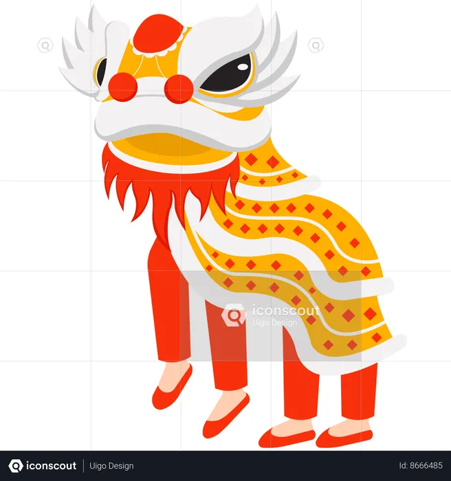 Lion Dances Chinese New Year  Illustration