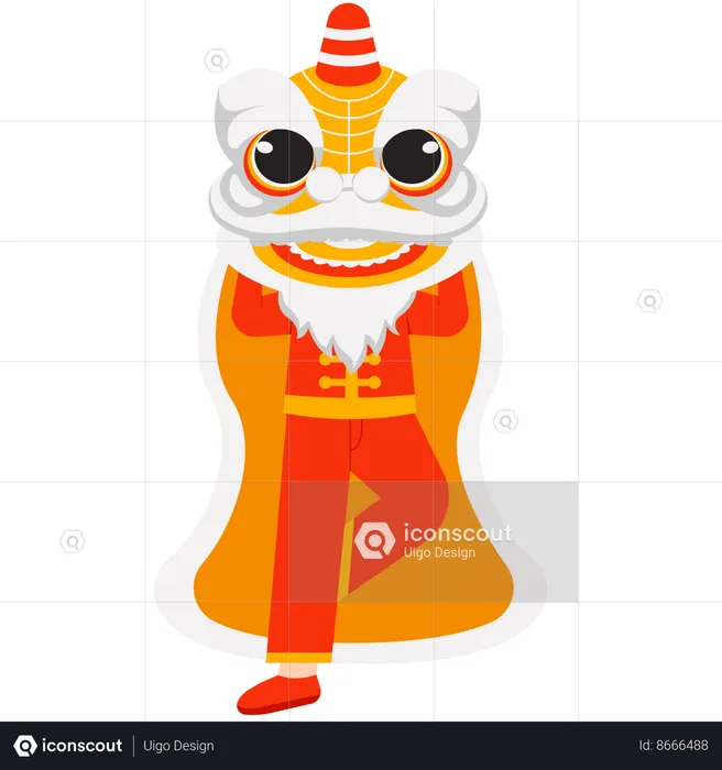 Lion Dances Chinese New Year  Illustration