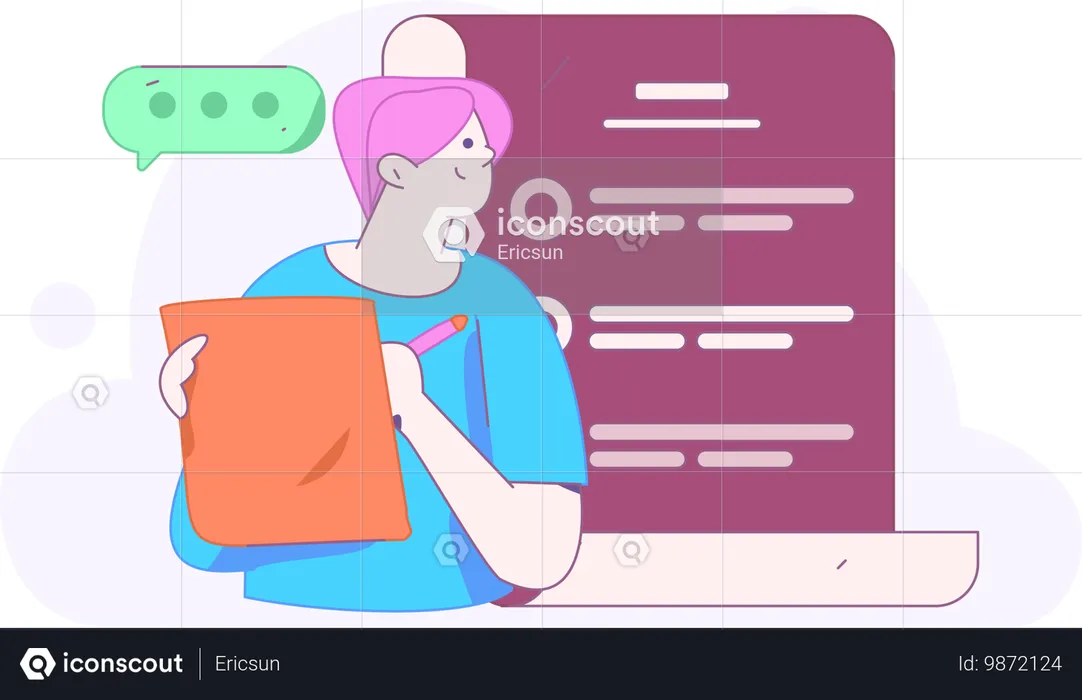 Chica haciendo lista de tareas de negocios  Ilustración