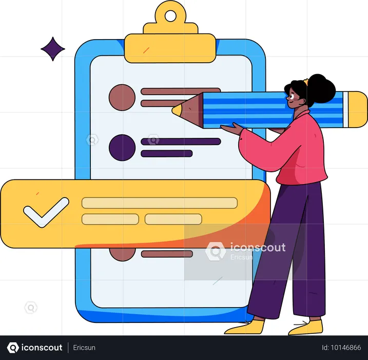 Femme faisant une liste de questionnaires  Illustration