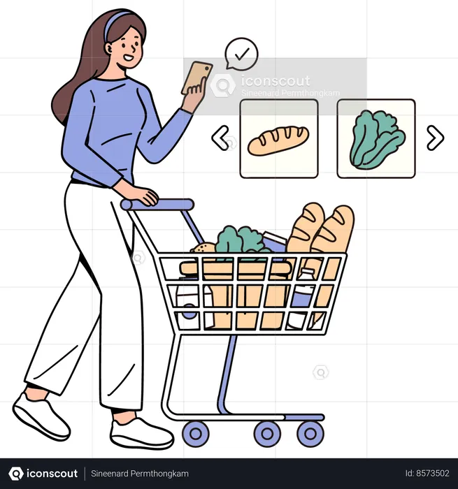 Liste d'épicerie pour faire vos courses en magasin  Illustration