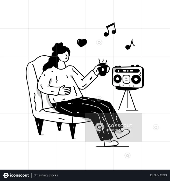 Listening Music  Illustration