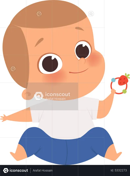 Little baby boy playing with toy  Illustration