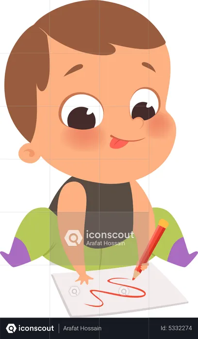 Little baby playing with toy  Illustration