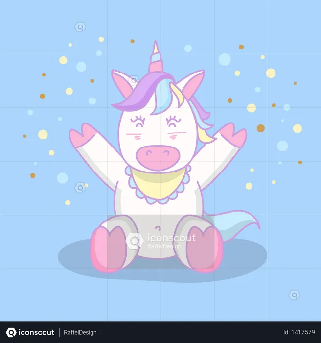 Little baby unicorn cartoon character  Illustration