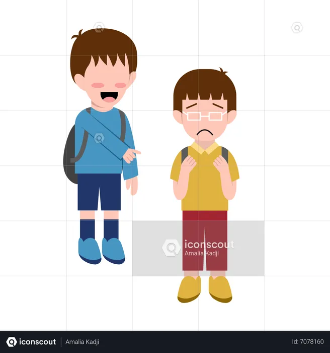 Little Boy Bullying Another Boy  Illustration