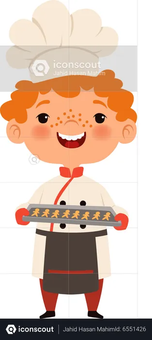 Little boy chef making food  Illustration