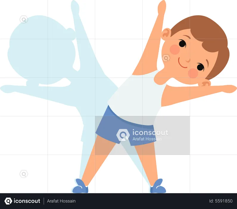 Little boy doing daily exercise  Illustration