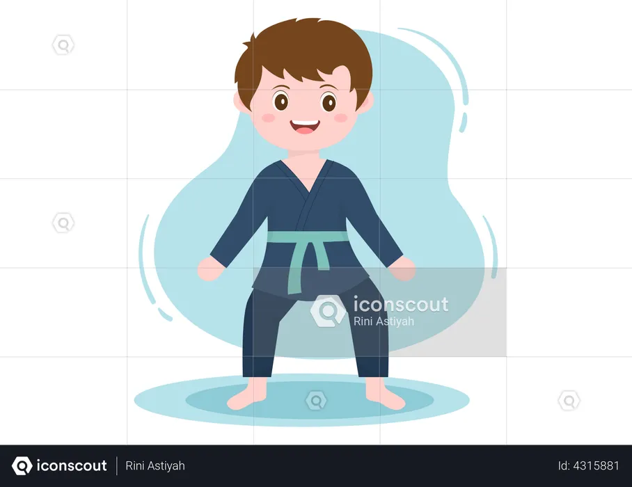 Little boy doing karate  Illustration