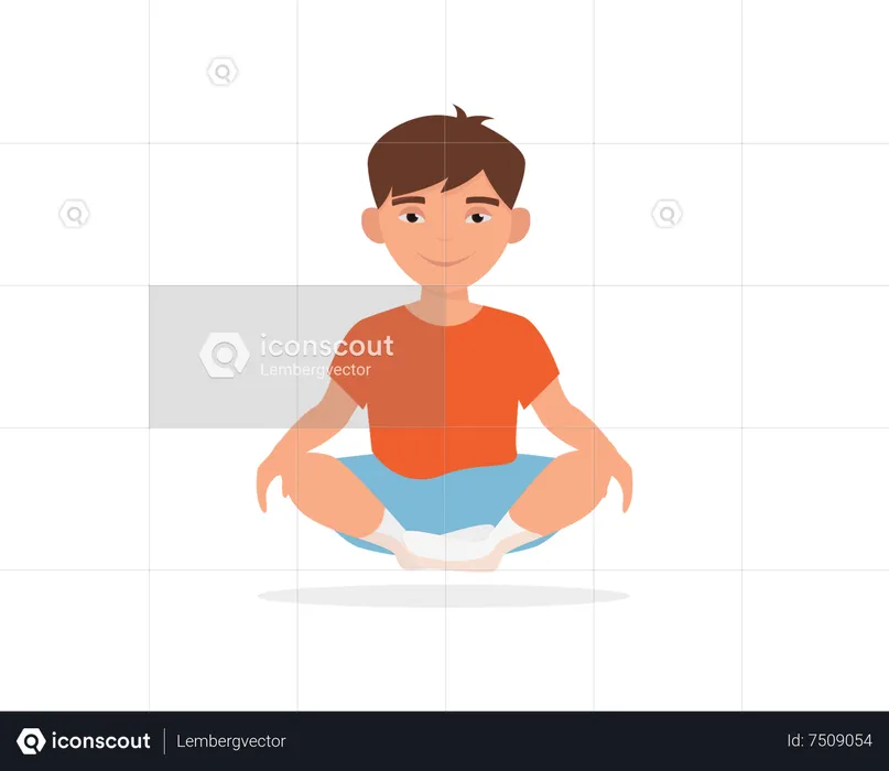 Little boy doing meditation  Illustration