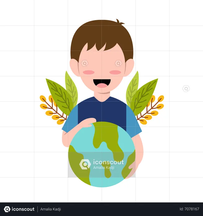 Little Boy For Save Planet  Illustration