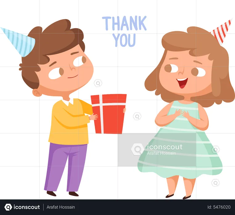 Little boy giving gift to girl  Illustration