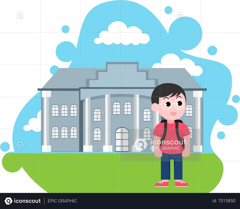 Little boy going to school  Illustration