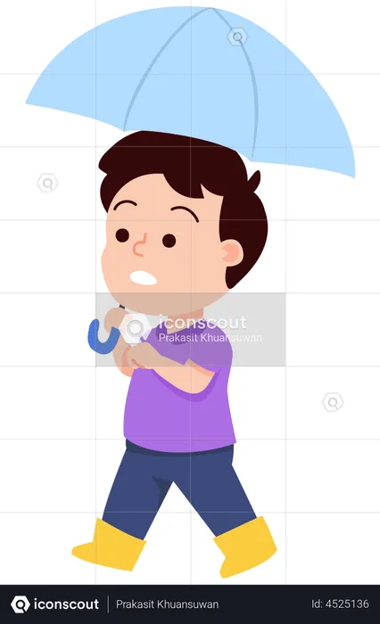 Little boy holding umbrella  Illustration