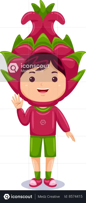 Little boy in dragon fruit costume  Illustration