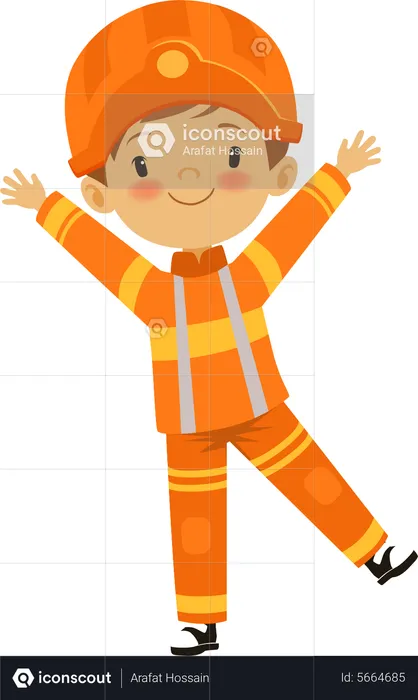 Little boy in firefighter costume  Illustration