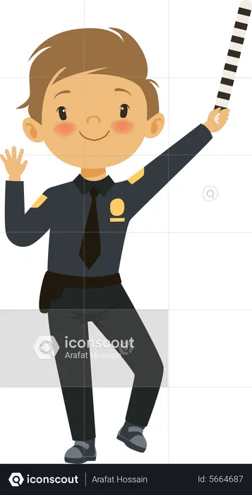 Little boy in police costume  Illustration