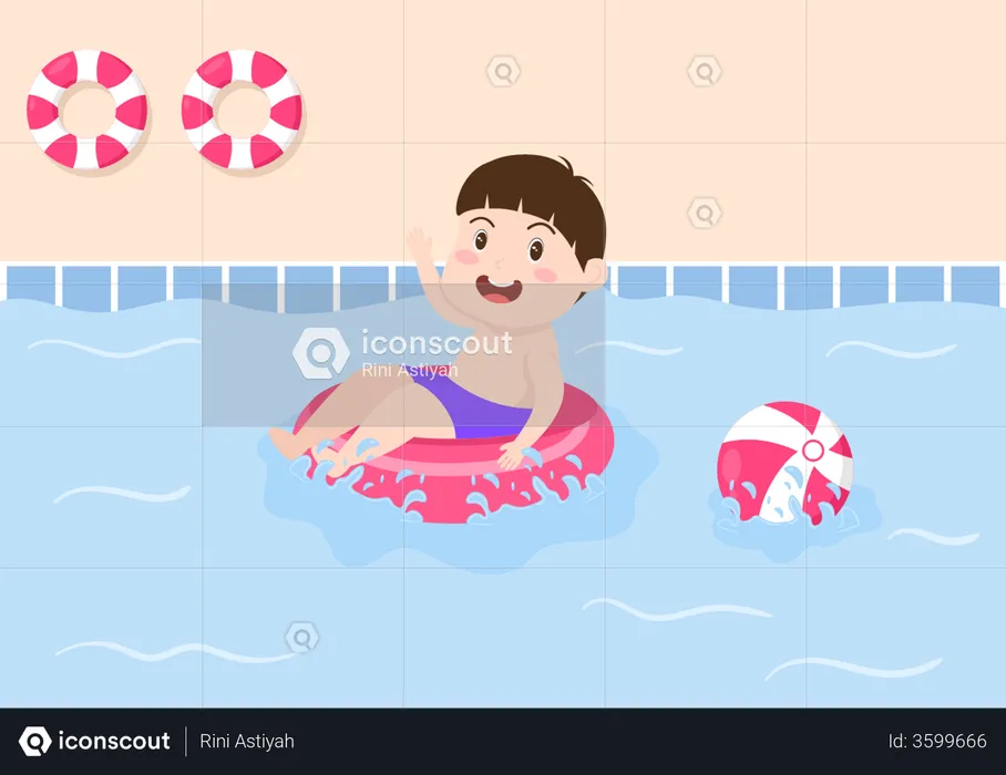 Little boy in swimming pool  Illustration