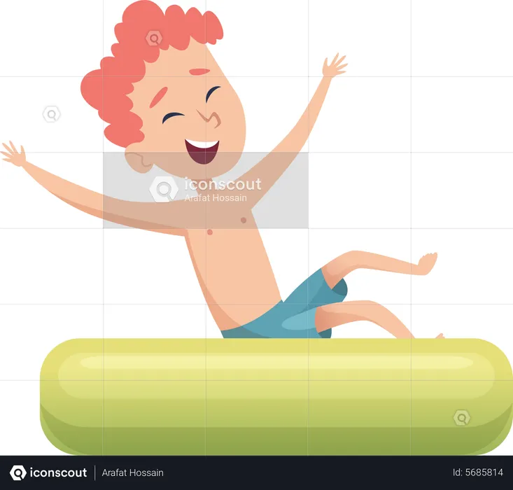 Little boy in swimming pool with swimming tube  Illustration