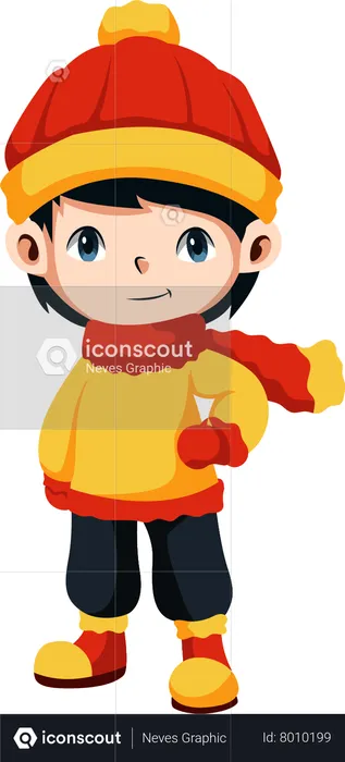 Premium Vector  Cute little boy skiing in winter clothes