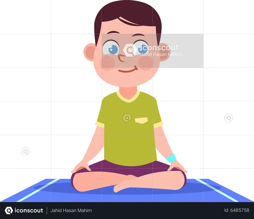 Little boy in yoga asana  Illustration