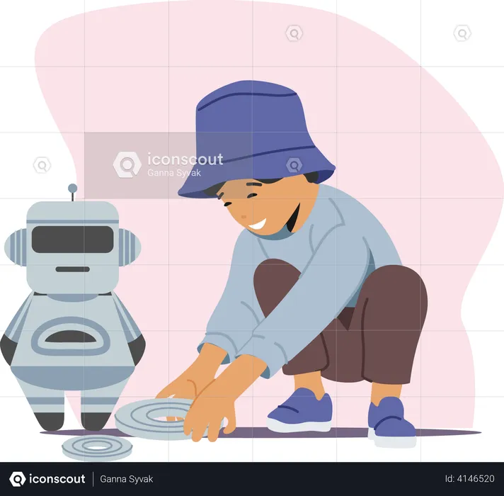 Little Boy Intelligence Learning  Illustration