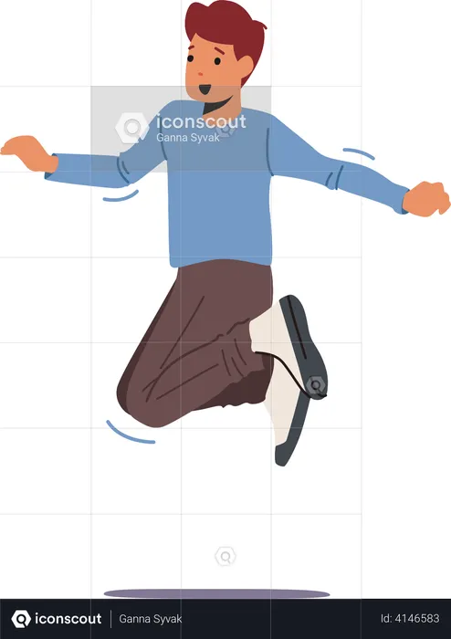Little Boy Jumping  Illustration