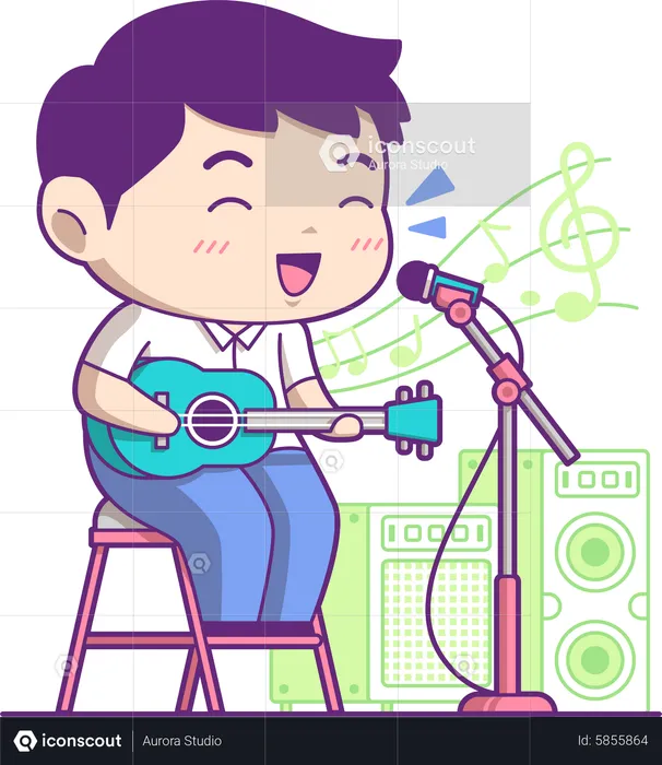 Little boy performing music  Illustration