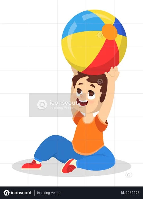 Little boy play with ball  Illustration