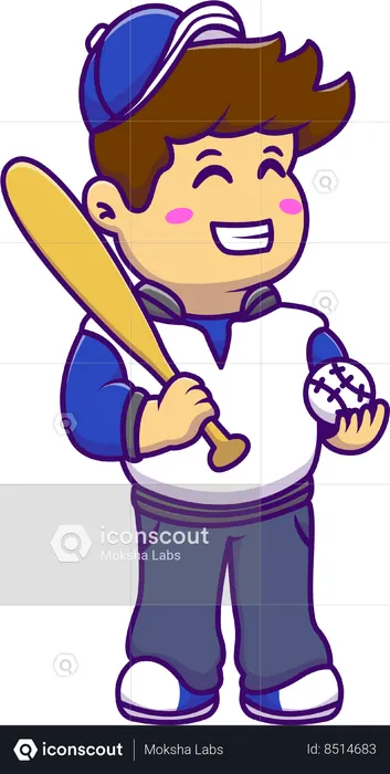 Little boy playing baseball  Illustration