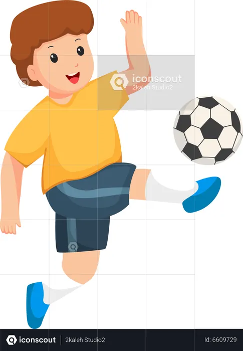 Little boy Playing Football  Illustration