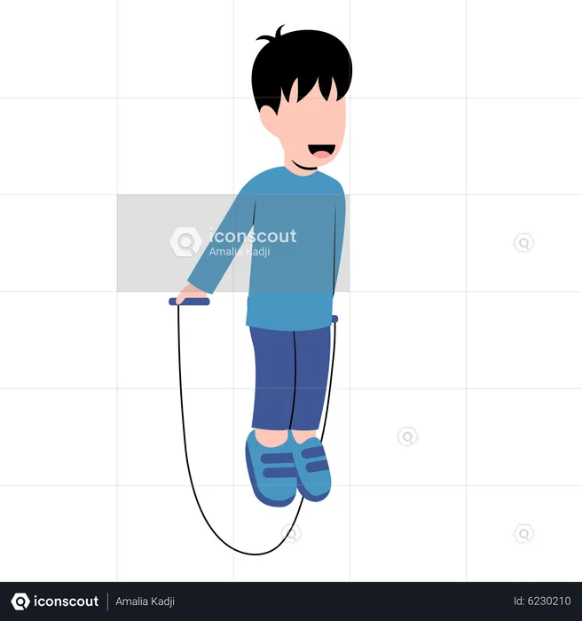 Little Boy Playing Jump Rope  Illustration