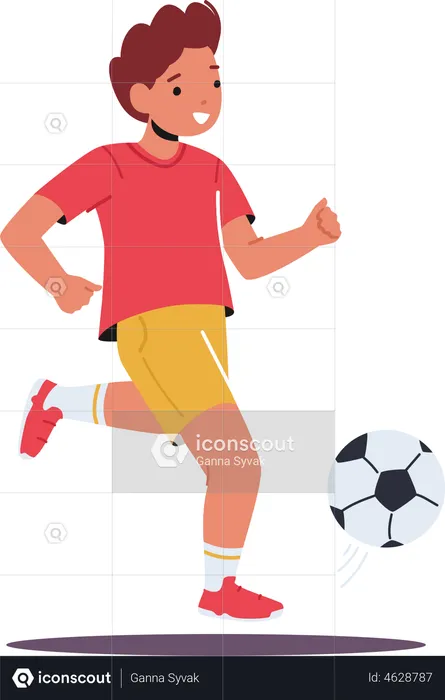 Little Boy Playing Soccer  Illustration