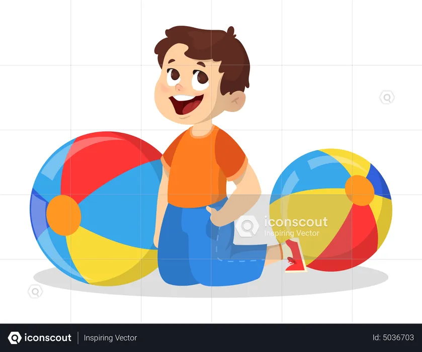 Little boy playing with ball  Illustration