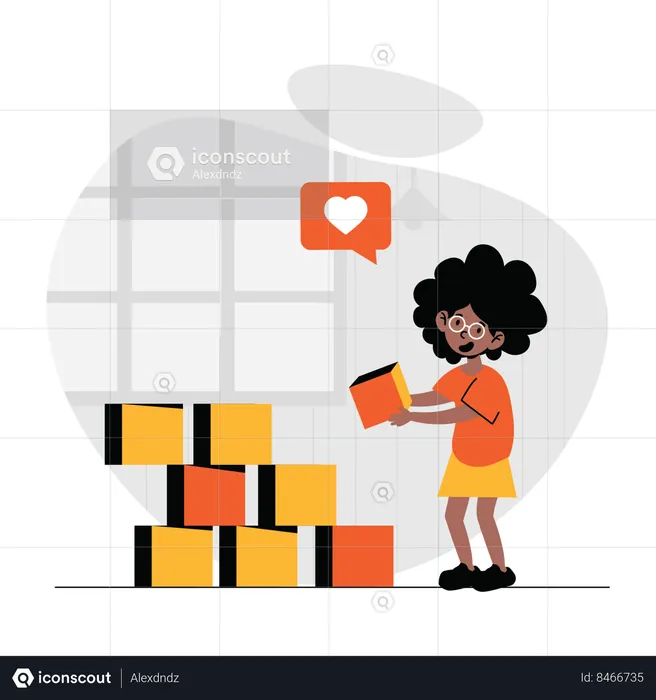 Little boy playing with building blocks  Illustration