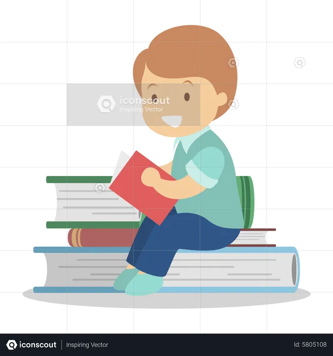 Little boy reading book  Illustration