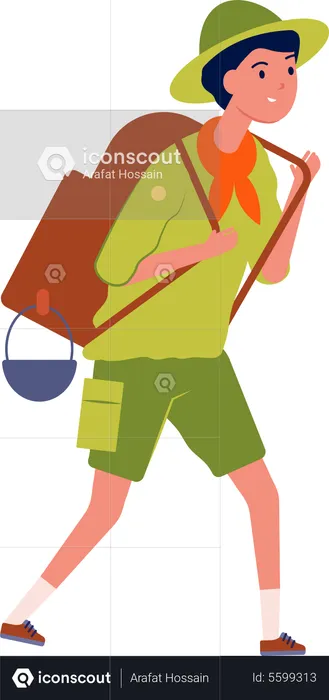 Little boy scout with backpack  Illustration