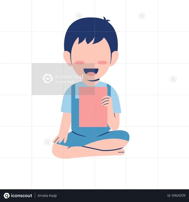 Little Boy Sitting On Floor  Illustration