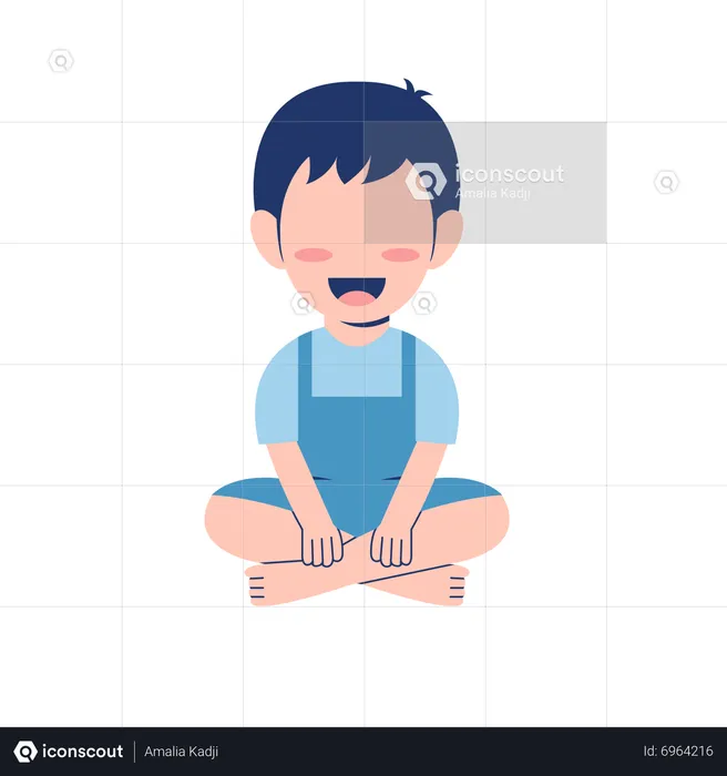 Little Boy Sitting On Floor  Illustration