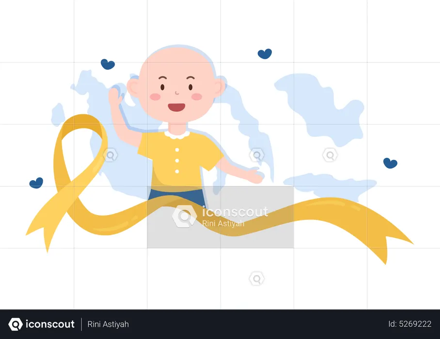 Little boy suffering from cancer  Illustration