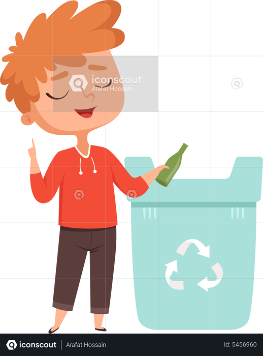 Best Premium Little boy throwing trash in dustbin Illustration download ...