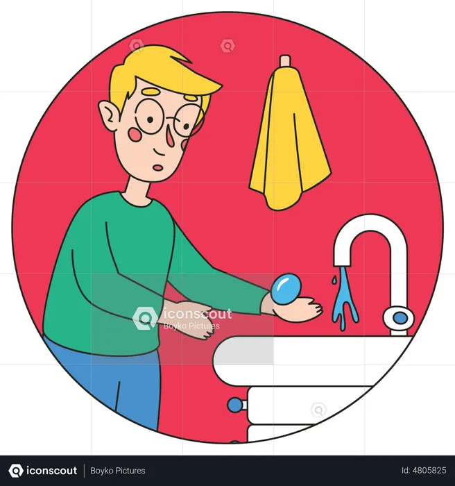 Little boy washing hands  Illustration