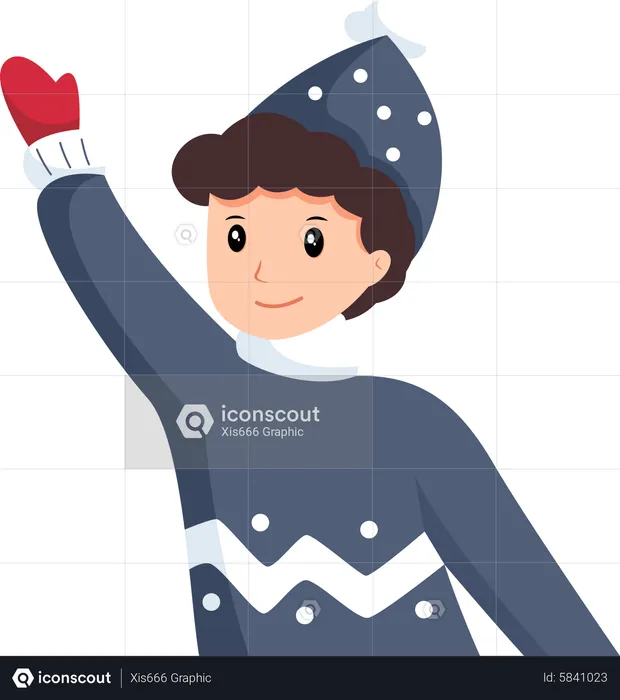 Little Boy waving hands  Illustration