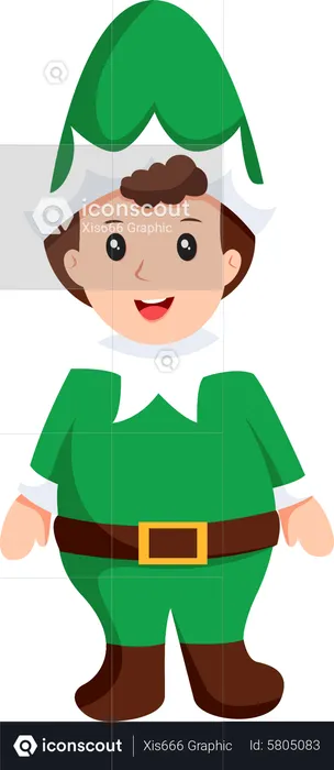 Little Boy wearing Elf Costume  Illustration
