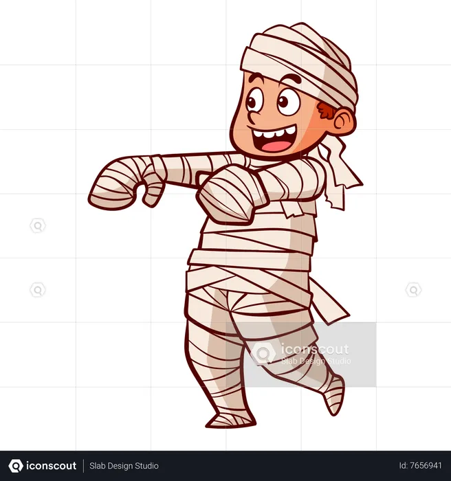 Little boy wearing mummy costume  Illustration