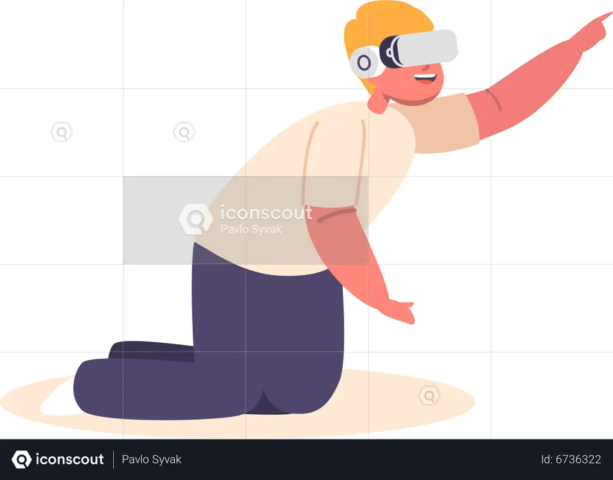 Little boy wearing vr glasses  Illustration