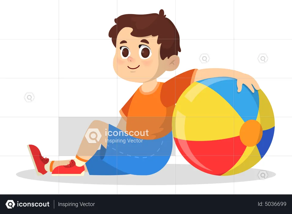Little boy with ball  Illustration