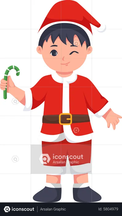 Little Boy with Christmas Costume  Illustration