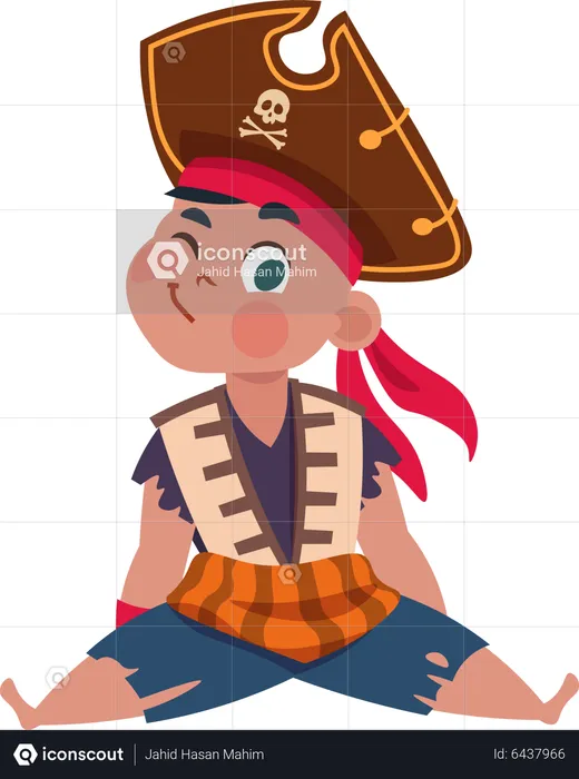 Little Boys In Pirate Costume  Illustration