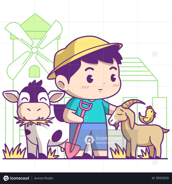 Little cattle farmer  Illustration